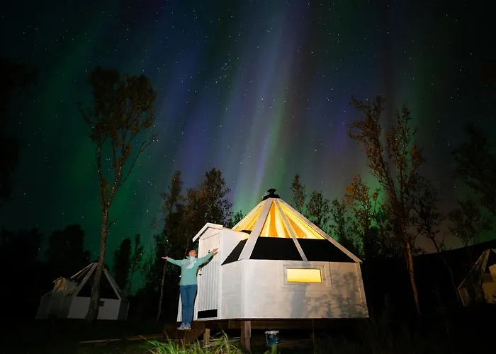 Kamp alanı Countryside Tromso- Cozy Glass- Roof Cabins- Aurora Wonderland